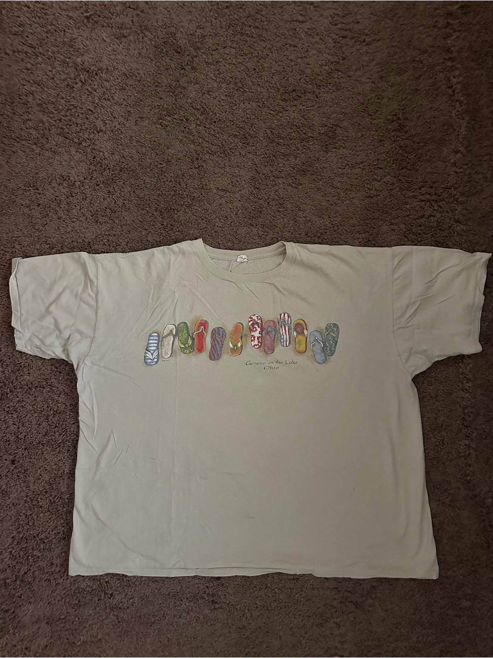 Kids' Graphic Tee with Colorful Flip-Flop Design - Light Sage